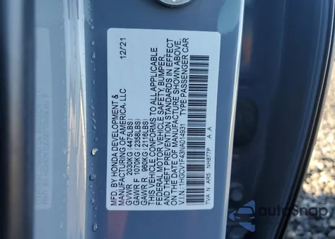 2022 Honda Accord Sport Se z USA, uszkodzony, nr VIN 1HGCV1F43NA014931